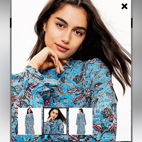 LOFT Bouquet Mock neckline MIDI dress paisley cendre blue NWT L/S zipped back 10 - Picture 2 of 16